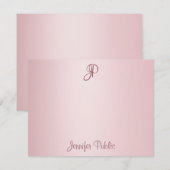 Roze Gouden Handgeschreven Script Monogram Sjabloo Notitiekaartje (Voorkant / Achterkant)