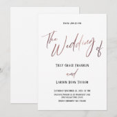 Roze Gouden Handgeschrift Simpel Trouwen Van Kaart (Voorkant / Achterkant)