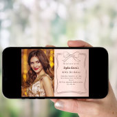 Roze gouden handgetekende strik foto verjaardag kaart