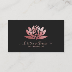 Roze Gouden Handtekening Lotus Bloem Yoga Houding Visitekaartje
