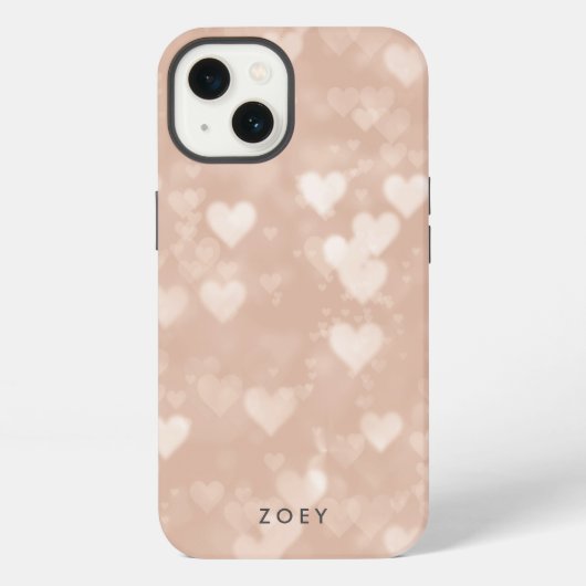 Roze Gouden Hart Bokeh iPhone Hoesje (Achterkant)