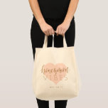 Roze gouden hart en aangepaste script huwelijksrei tote bag<br><div class="desc">Kute Personalized honeymoon vibes canvas tassen voor nieuwe bruidseigenschappen kleur editable roze hartvorm,  goud modern manuscript,  en douanenaam.</div>