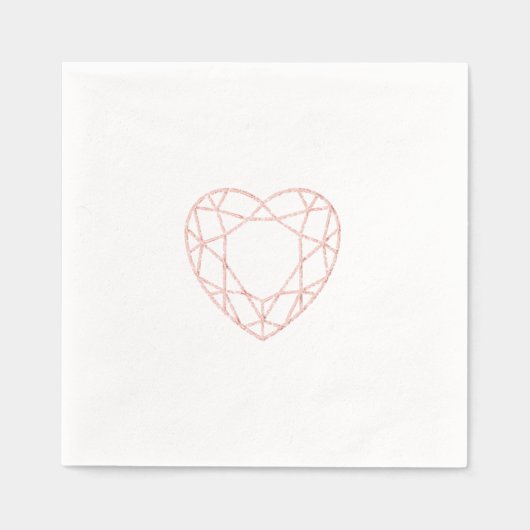 Roze Gouden Hart Folie Cocktailservetjes Folie Servetten (Voorkant)