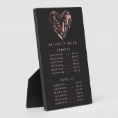 Roze Gouden Hart Salon Prijs Menu Bord Fotoplaat (Zijkant)