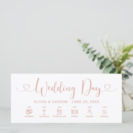 Roze Gouden Hart Script Trouwdatumkaart