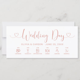 Roze Gouden Hart Script Trouwdatumkaart