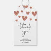Roze gouden harten bruidsfeest bedankt cadeaulabel (Voorkant)