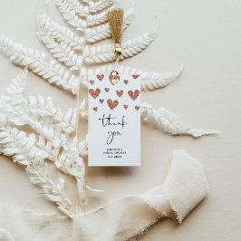 Roze gouden harten bruidsfeest bedankt cadeaulabel