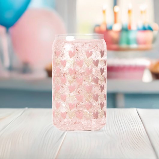 Roze & Gouden Harten Esthetiek Blikvorm Glas (Insitu (Baby Shower))
