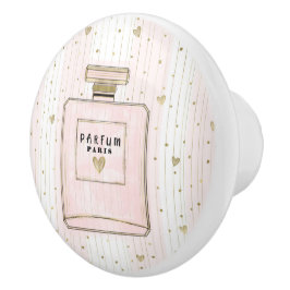 Roze & Gouden Harten Paris Parfum Chic Mode Keramische Knop