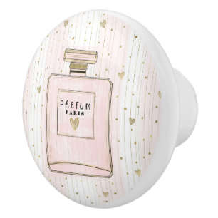 Roze & Gouden Harten Paris Parfum Chic Mode Keramische Knop