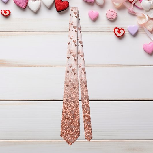 Roze Gouden Harten Valentijnsdag Ombre Glitters Stropdas