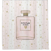Roze & Gouden Hartjes Paris Parfum Chic Mode Douchegordijn (Voorkant)