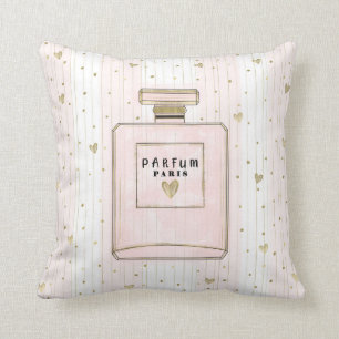 Roze & Gouden Hartjes Paris Parfum Chic Mode Kussen