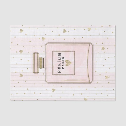 Roze & Gouden Hartjes Paris Parfum Chic Mode Tissuepapier (Voorkant)