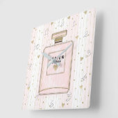 Roze & Gouden Hartjes Paris Parfum Chic Mode Vierkante Klok (Hoek)