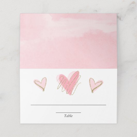 Roze gouden hartjes Valentijnsdag schattig Plaatskaartje (Buitenkant ongevouwen)