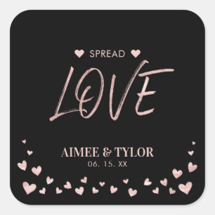 Roze gouden Hartjes Verspreid de Liefde Trouw Favo Vierkante Sticker
