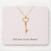 Roze Gouden Hartketting Muismat (Voorkant)