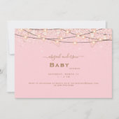 Roze & Gouden Hartlichten Baby shower Kaart (Voorkant)