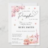 Roze Gouden Herfst Pompoen Bloemen Meisje Baby sho Kaart (Voorkant)