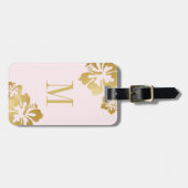 Roze Gouden Hibiscus Tropische Bloem Bagage Bagagelabel (Voorkant horizontaal)
