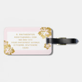 Roze Gouden Hibiscus Tropische Bloem Bagage Bagagelabel (Achterkant horizontaal)