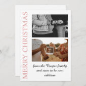 Roze gouden, hoe meer hoe beter baby aankondigings feestdagenkaart (Voorkant / Achterkant)