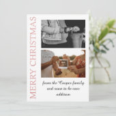 Roze gouden, hoe meer hoe beter baby aankondigings feestdagenkaart (Staand voorkant)