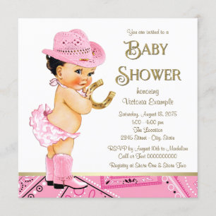 Roze Gouden Hoefijzer Cowgirl Baby Shower Kaart