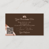 Roze Gouden Hoeken Coffee Bruin Monogram QR Code Visitekaartje (Achterkant)