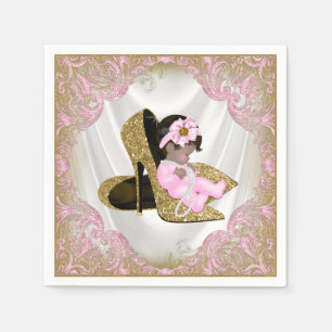 Roze Gouden Hoge Hak Schoen Etnisch Meisje Baby Sh Servet