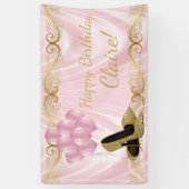 Roze Gouden Hoge Hak Schoen Verjaardag Banner (Verticaal)