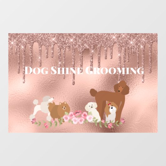 Roze gouden hondenverzorging glittershuisdierenser raamsticker (Vel)
