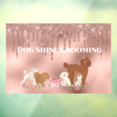 Roze gouden hondenverzorging glittershuisdierenser raamsticker (Vel 3)