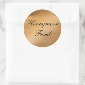 Roze Gouden Honeymoon Fund Metallic Ronde Sticker