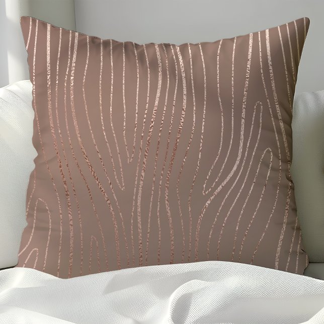 Roze Gouden Houtstructuur Abstract Luxe Glam Kussen (Creator heeft geüpload)