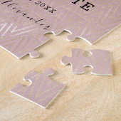 Roze Gouden Huwelijk Opslag Datum Legpuzzel (Zijkant)