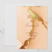 Roze Gouden Inkt Esthetische Chic Trouw Uitnodigin Kaart (Voorkant / Achterkant)