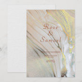 Roze Gouden Inkt Esthetische Chic Trouw Uitnodigin Kaart (Voorkant / Achterkant)