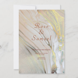 Roze Gouden Inkt Esthetische Chic Trouw Uitnodigin Kaart