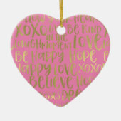 Roze gouden Inspirerend woorden Keramisch Ornament (Voorkant)