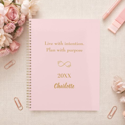 Roze gouden inspirerende quote 2027 planner