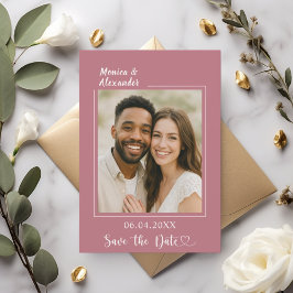 Roze gouden ivoor foto trouw Save the Date