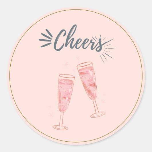 Roze gouden juichen Champagneglazen Ronde Sticker (Voorkant)