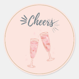 Roze gouden juichen Champagneglazen Ronde Sticker