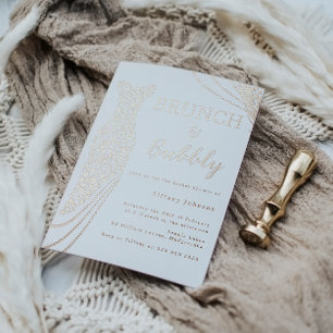 Roze Gouden Jurk Bruids Bruiloft Brunch & Moussere Folie Uitnodiging