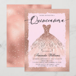 Roze Gouden Jurk Quinceañera  Kaart