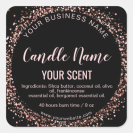 roze gouden kaarslabel sojakaars vierkante sticker