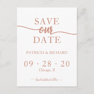 Roze Gouden Kalligrafie Huwelijk Save The Date Briefkaart